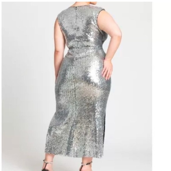 Eloquii Sequin Dress with Cut Out Size 14 Silver - Picture 2 of 8